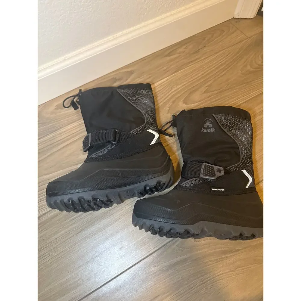 NEW Kamik Kids Size 1 Waterproof Winter Snow Boots Black Insulated Unisex